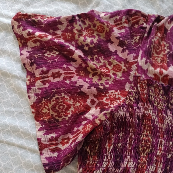 Faded Glory 3X Damask Peasant Top Wide Neck Elastic Chest - Picture 4 of 7